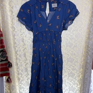 Oasis Blue Dress with Butterfly print small